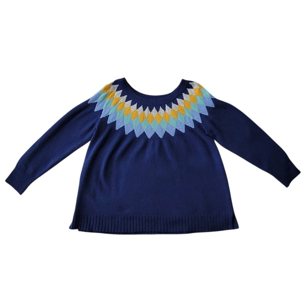 ST JOHN’S BAY NAVY ARGYLE SWEATER SIZE PETITE XXL